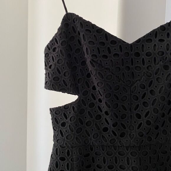 NICHOLAS Eyelet Lace Cut Out Black Midi Dress, Size 4 - Picture 5 of 11
